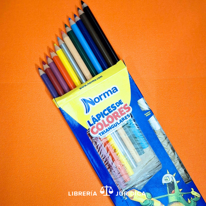 Crayones  de Madera Triangulares 12 colores NORMA