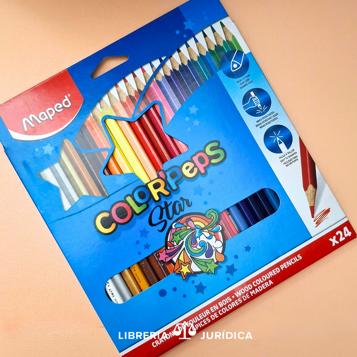 Crayones 24 colores Triangular Maped