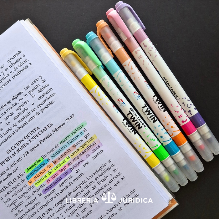 Set de 6 Resaltadores Twin Doble Punta Neón/Pastel