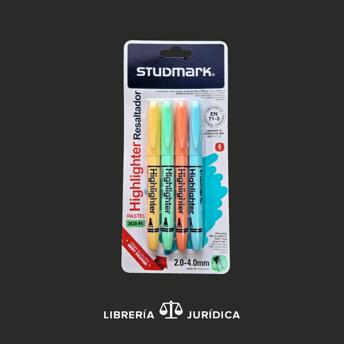 Set de 4 Resaltadores Pastel STUDMARK