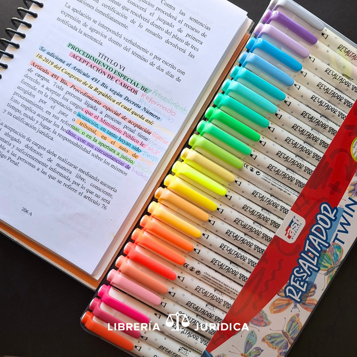 Set de 24 Resaltadores Twin Doble Punta Neón/Pastel (Biselado/fina)