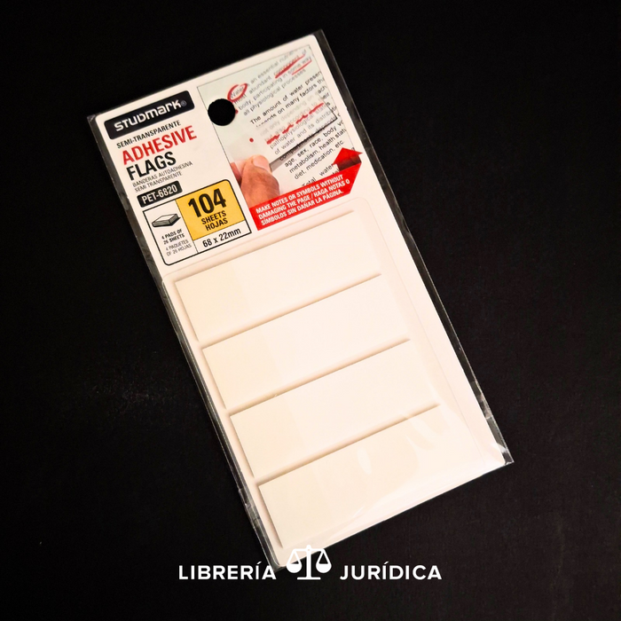 Notas Adhesivas Semitransparentes 104 hojas. Color blanco